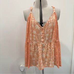 🍑 TORRID Size 2, Peach Floral Peplum Cami Top